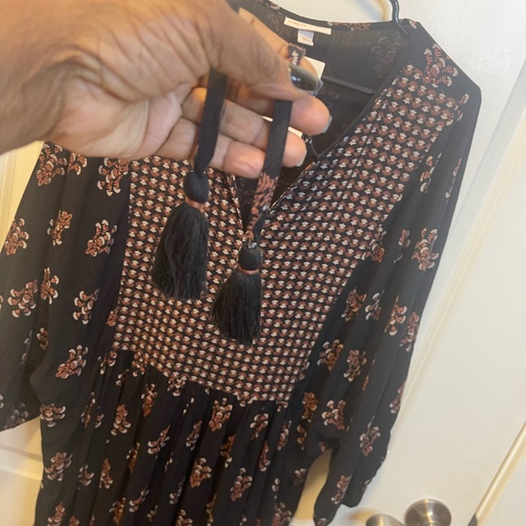 Knox Rose. NWT. Boho black printed baby doll whimsy goth dress. - Picture 9 of 10